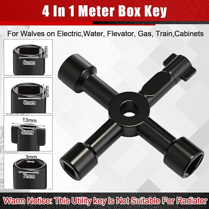 5 Pcs Angle Stop Wrench Kit Plumbing Tool, Compression Sleeve Puller for 1/2" Compression Fittings, Ferrule Puller Removal Tool for 1/2" Copper Tubing Nut, 4-way Multi-functional Utility Key