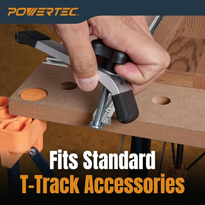 POWERTEC Arachni-Flex 24" x 48" Foldable Workbench Tabletop - Portable Work Surface with Pre-drilled Dog Holes, T-Tracks & Quick-Insert Locks for Arachni Flex Woodworking Collapsible Workstand (72034)