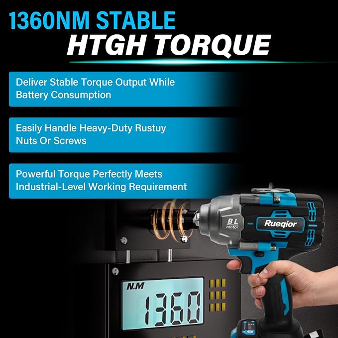 Cordless Impact Wrench 1/2" Compatible with Makita 18V Battery, Impact Wrench 1000FT-LBS(1360N.m) High Torque Brushless Electric Impact Power Impact Driver for Car, Truck (No Battery)