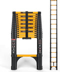 SINMEIRUN Telescoping Ladder, 14.5 FT, Aluminum Extension Ladder, 330 lbs Capacity, Collapsible Multi-Purpose Ladder for Home, Roof and RV; Yellow