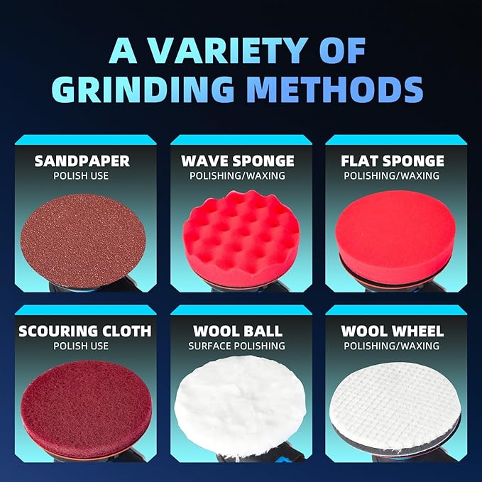 6 Inch Pneumatic air Sander Kit (with 12 Sandpapers, Polishing Pads & Accessories & A Free Air Blow Gun) – da sander for auto Body Specialized, Pneumatic Orbital Sander, Professional & DIY Compatible