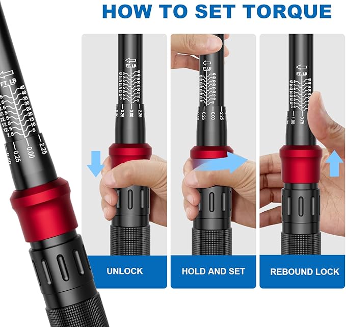 SUERCUP 3/8-Inch Drive Click Torque Wrench - 5-45 Ft-Lb/6.8-61Nm, Dual-Direction Adjustable 72 Tooth Click Torque Wrench for Bike, Motorcycle and Car Repair