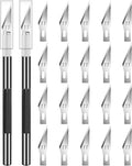 DIYSELF 2 Pack Exacto Knife Set for Crafting, Art & Leather - Precision Knife with 20 Blades #11 (Black)