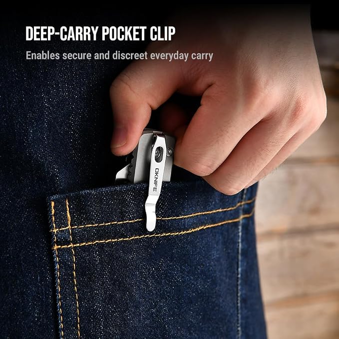 OKNIFE U1 Ultra Titanium Pocket Folding Utility Knife with Ceramic Blade, Button Lock EDC Box Cutter with Clip for Men Women