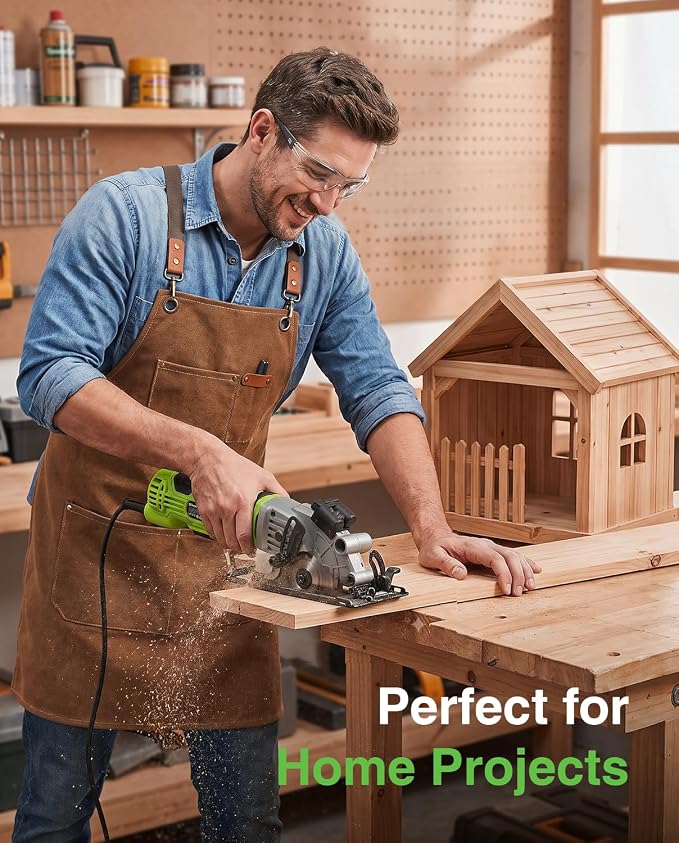 TaskStar Mini Circular Saw with Laser Guide: 4.8A 4000RPM Compact Corded Power Cutter, 4-1/2 in Electric Hand Tool with Rip Fence, 3 Blades for Wood, Soft Metal, Tile, Plastic Cutting