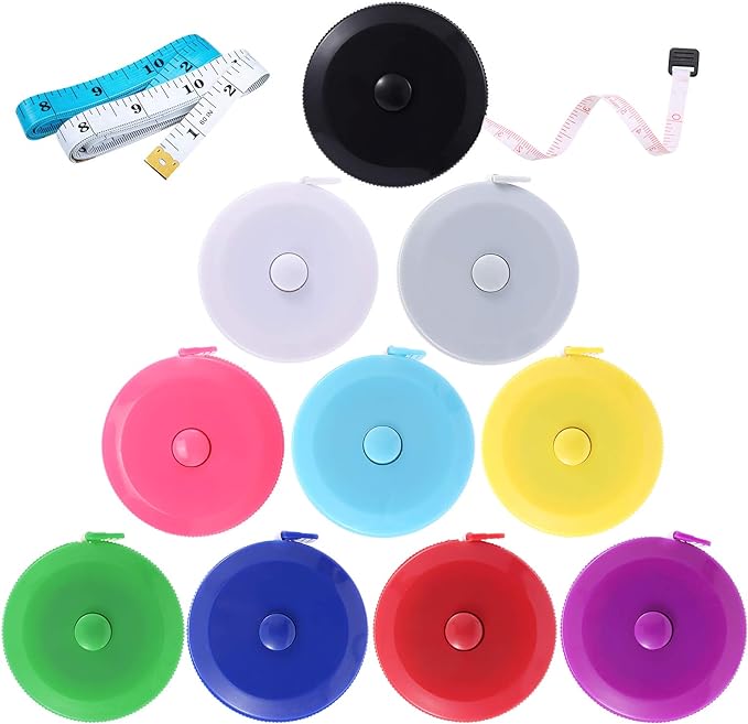Tape Measure, 10 Pack Measuring Tape for Body 60 Inch, Retractable Fabric Small Tape Measure for Sewing Tailor Medical Craft Cloth