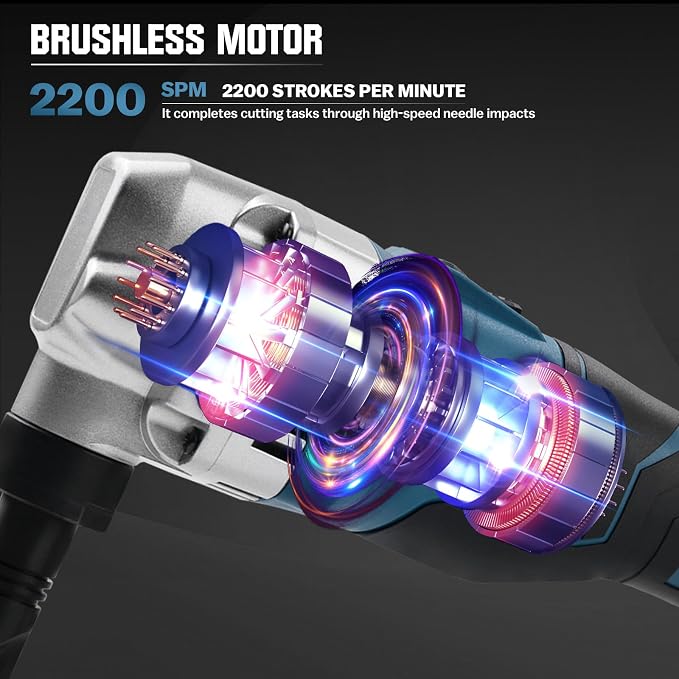 Cordless Nibbler for Makita 18V Battery, 3 Speeds Adjustable 16 Gauge Sheet Metal Cutter w/ 2400RPM Brushless Motor Metal Shears, Replaced Blades for Cutting Stainless Steel, Aluminium, Plastic