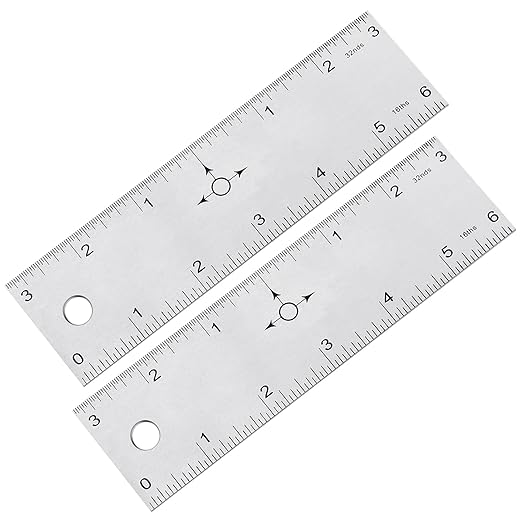 Tellegloww 2 Pack 6 Inch Center Finding Rulers Aluminum Metal Centering Ruler Tool Straight Edge for Woodworking Metal Work Construction and Around the Home