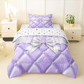 Feelyou Cute Purple Bow Kids Comforter Set Twin Size Glitter Bowknot Bedding Set Princess Duvet Quilt for Kids Boys Girls Bedroom Decor Microfiber Ultra Soft Breathable
