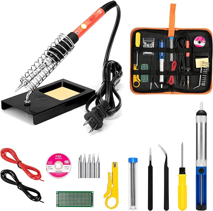 Soldering Iron Kit, 60W Upgraded Soldering Kits Adjustable Temperature Welding Tool Solder Irons Pen with On/Off Switch Use for Electrical Repairs