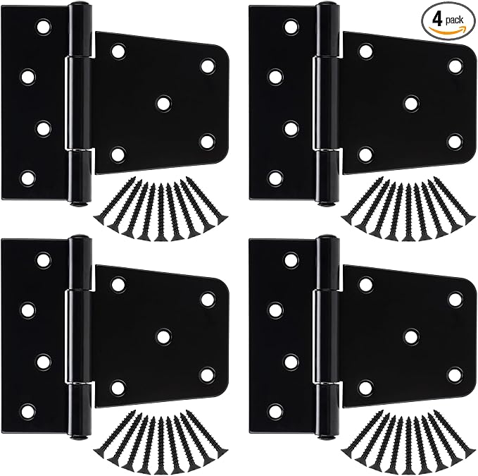 HILLMASTER 3.5 inch Heavy Duty Gate Hinges Fence Door Hinges Durable Gate Strap Hinge for Indoor Outdoor, Gate Hardware Kit for Shed, Wooden Fences, Vinyl Fence Gate, Barn Door, Garage, 4 Pack