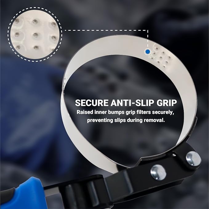 Small Swivel Oil Filter Wrench – Medium Size Strap Wrench for Cars & Motorcycles, Fits 2-3/4" to 3-1/4" Filters, Anti-Slip Removal Tool with Ergonomic Handle