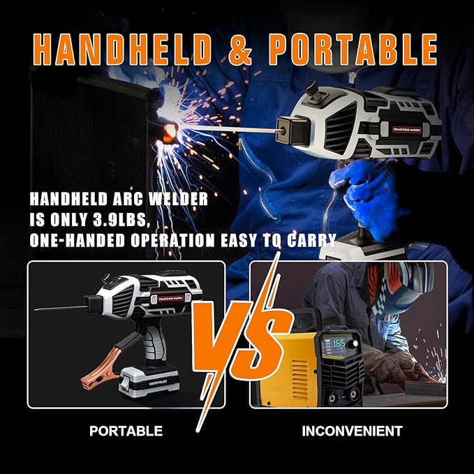 TRQWH Hand Held Welder Gun IGBT Inverter Welding Machine 110V ARC Portable Welder Handheld Welding Gun 5 Variable Current Adjustment Stick Welder, Fit for 1/16"-1/8" Welding Rods (Grey)
