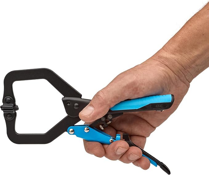 OX Tools 7 inch Locking Vise Grip Clamp With Swivel Pad - Heavy Duty Welding Clamp with Auto Adjust Design & Comfortable Grips Perfect C Clamp for Woodworking, Welding, and Metalworking - OX-P204302