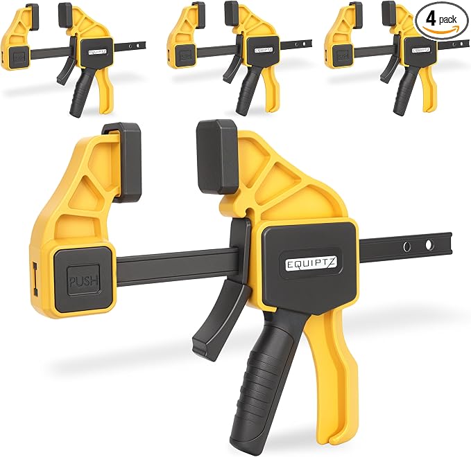 EQUIPTZ 6 inch Bar Clamps for Woodworking – 4 Pack Quick Grip Clamps Set with 150 lbs Force – Wood Clamps for Gluing, Carpentry, DIY, and Metalworking (6 inch Size, 4 Pack)