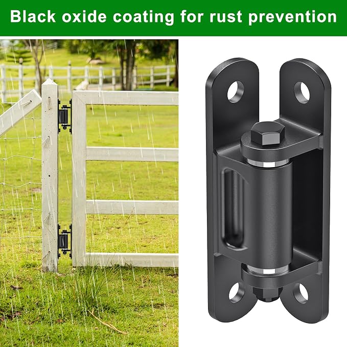 Insaga Heavy Duty Gate Hinge with Bearing, 6.7'' Weld On or Bolt On Hinge, 6mm Thick Carbon Steel 1100lb Capacity 90° /180° Smooth Opening for Metal/Wood Gates (Bolt Hinge Powder coated-90°-2Pack)
