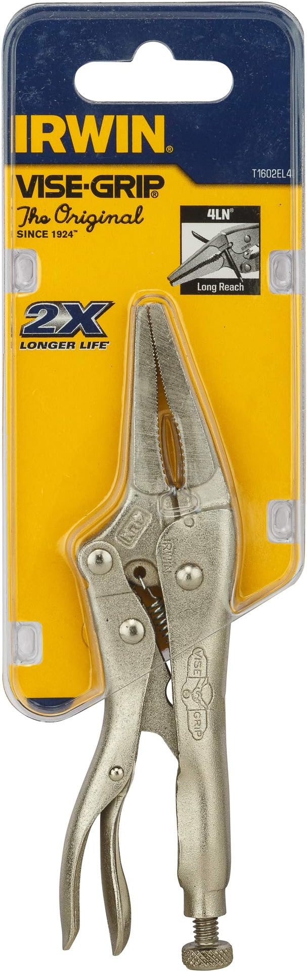 IRWIN VISE-GRIP Original Locking Pliers, Long Nose, 4-Inch (1602L3), 100mm