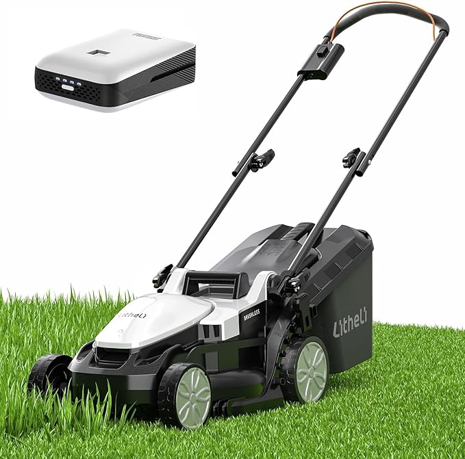 Litheli Cordless Lawn Mower 13 Inch, 5 Heights Adjustment, U20 Series 20V Electric Lawn Mowers for Garden, Yard and Farm, Light-Weight with Brushless Motor, 4.0Ah Portable Battery Included