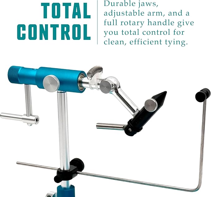 V2 Rotary Fly Tying Vise w/Travel Base, Teal Blue