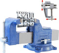 6" Heavy-Duty Bench Vise 13200LBS Stronger Clamping Force Ductile Iron Bench Vise 6 Inch 360° Swivel Bench Vice with Anvil Blue, Include Mini Bench Vice Clamp