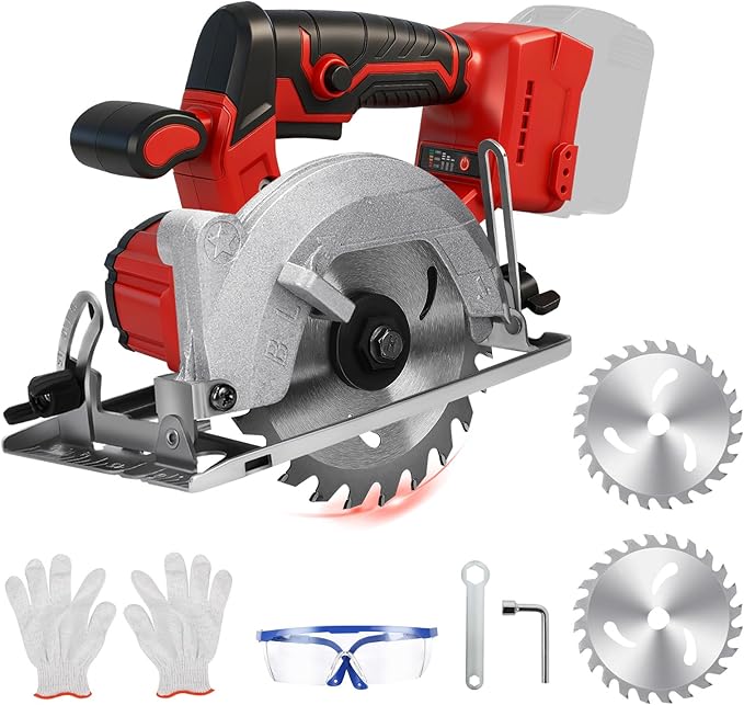 5.5 Inch Circular Saw for Milwaukee M18 18V Battery (No Battery), Brushless Cordless Round Saw Kit with 0-45° Cutting Bevel, 6200 RPM, Idea for Wood Plastic Soft Metal