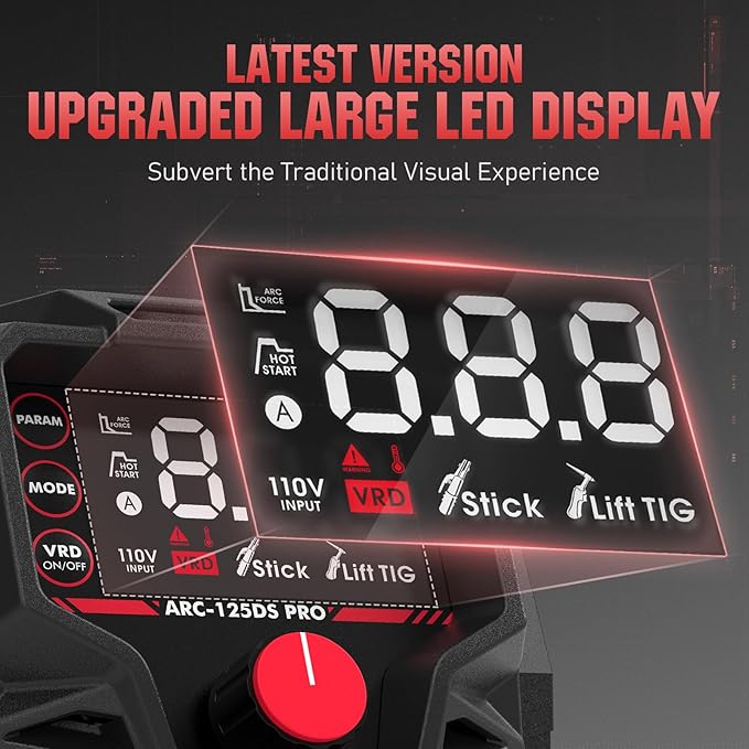 YESWELDER 125Amp Mini Stick Welder Large LED Display, IGBT ARC Welding Machine, 110V Hot Start Portable MMA Welder Machine, Arc Force