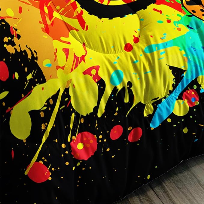 Axolotl Motocross Bedding Set Queen,Dirt Bike Comforter Set,Extreme Sports Bedding,Motorcycle Racer Comforter Set Motocross Comforter Motor Vehicles Biker For Boys Kids Teens Men,1 Quilt 2 Pillowcases