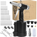 Wadoy Heavy Duty Air Rivet Gun-3924LBF Professional Pneumatic Riveter Kit with 5 Nosepieces (1/4", 3/16", 5/32", 1/8", 3/32") & 50PCS Rivets, 1/4" NPT Industrial Air Rivet Gun for Automotive, Home DIY