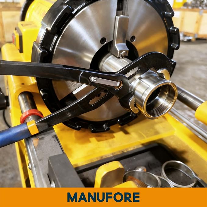 MANUFORE Water Pump Pliers, 7/10/16 Inch Tongue and Groove Pliers Set | Quick Release Design, Deep V-Jaw Teeth for Firm Grip, Comfort Grip and High Carbon Steel for Gripping Pipes, Rods, Shafts