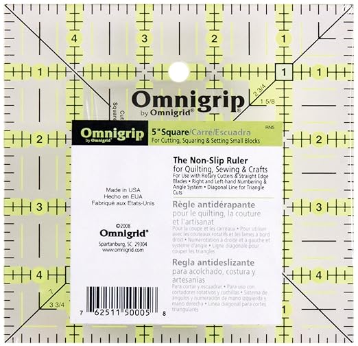 Omnigrip by Omnigrid Non-Slip Ruler, 5" Square