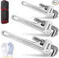 Verida Aluminum Pipe Wrench Set, 10", 12", 14", 3-piece, 40% Lighter, Reducing Hand Fatigue. Adjustable Plumbing Wrench Set, Wider Application Range