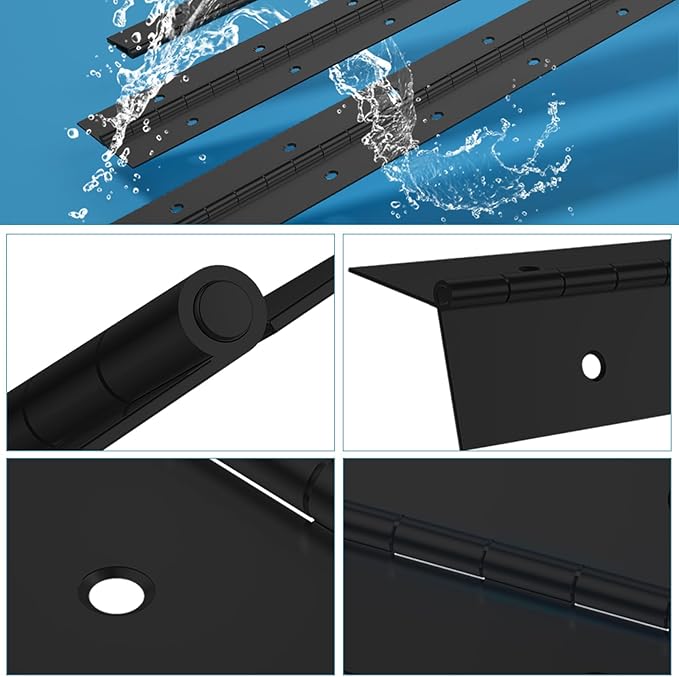EPHECH 6Inch Black Continuous & Piano Hinge, 6PCS Heavy Duty Stainless Steel 304 Continuous Hinges Piano Boat Hinges, 0.04" Thickness Folding Cabinet Door Butt Hinge