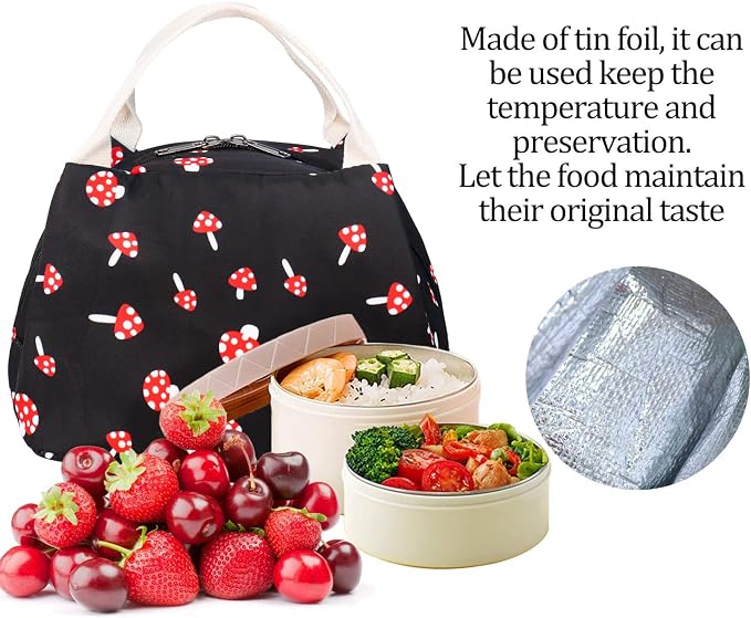 Mushroom School Backpack for Teen Girls, Bookbag with Lunch Box and Pencil Case
