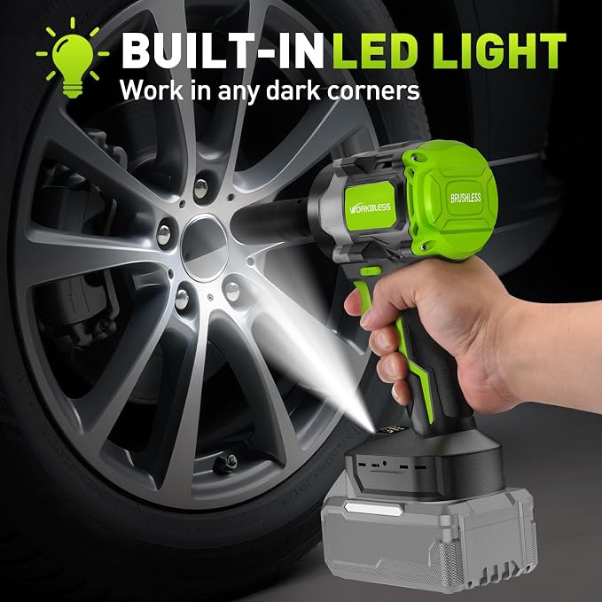Cordless Impact Wrench 1/2" for Ma-kita 18V Battery(Tool Only) | 630Ft-lbs (850Nm) High Torque Impact Driver,Electric Brushless Impact Gun W/ 3-Speed,4 Cr-V Sockets,LED Light for Car,Truck