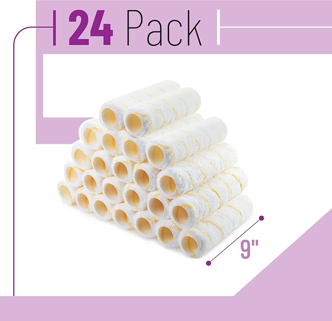 Bates- Paint Roller Covers, 9", Pack of 24, Covers for Paint Rollers 9 Inch, 9 Inch Paint Roller Covers, Paint Roller Cover, Paint Roller Covers 9 Inch, Large Paint Roller Covers