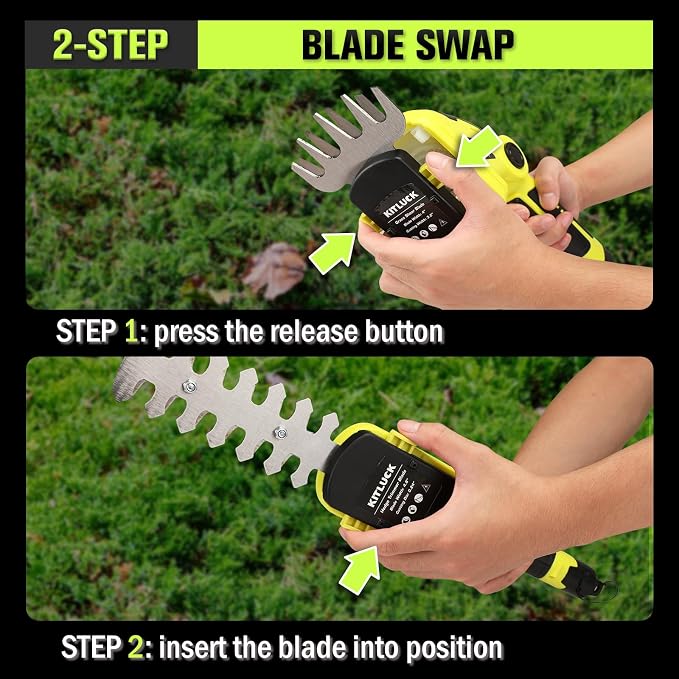 KITLUCK 8V Cordless 2-in-1 Grass Shear & Hedge Trimmer,Handheld Electric Grass Trimmer Hedge Shears/Grass Cutter with 2.0Ah Rechargeable Power and Type-C Cable for Yard, Garden, Lawn Care
