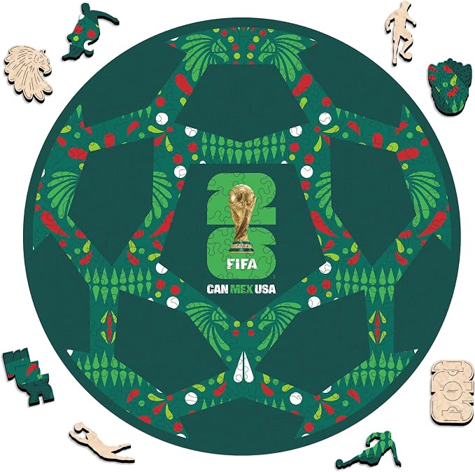 FIFA Mexico Ball-Wooden Puzzle for Adult, 200 Pieces Irregular Shape Puzzle, 5MM Thick, Creative Collectible Gift Fans, Officially Licensed Product, 10 * 10"
