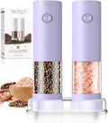 Salt and Pepper Grinder Set Gifts for Women Automatic Battery Pepper Mill Shakers Kitchen Accessories Cooking for Mom, Adjustable Coarseness Salt Pepper Shakers Family Gifts Ideas
