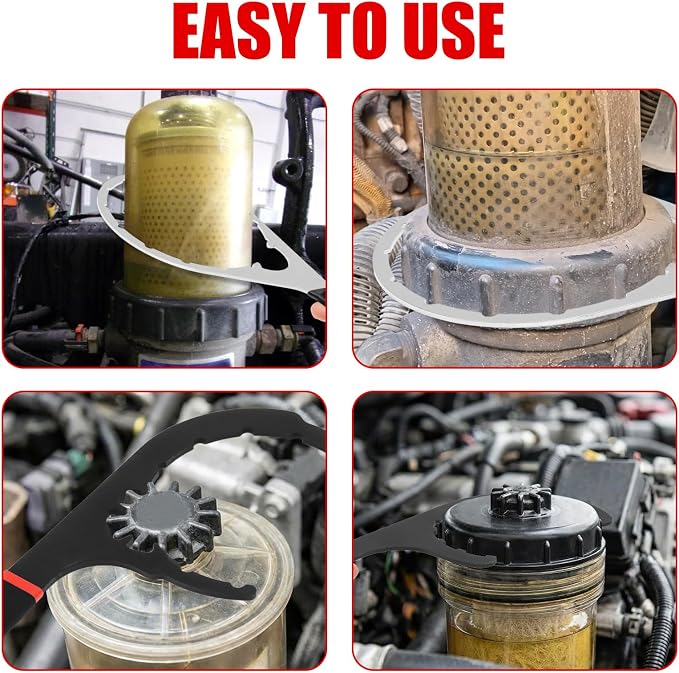 4 Pcs Fuel Filter Wrench Set 4.6 Inch, 5 Inch, 6 Inch, 8 Inch | Compatible with 380134 382 Detroit Diesel Truck Engines, Navistar Engines Diesel DD13, DD15, DD16, Peterbilt, Cummins Diesel