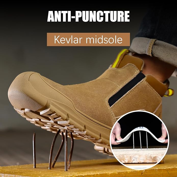 GLANOUDUN Welding Work Boots for Men Slip on Steel Toe Shoes for Men Indestructible Steel Toe Boots Welder Men's Working Shoes Fireproof Safety Footwear for Construction Men's Work & Safety Footwear