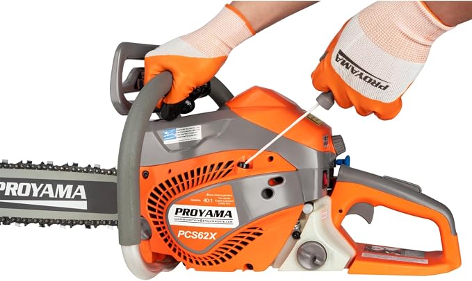 PROYAMA 62cc Gas Powered Chainsaw, 3 Position Spring Vibration System | 18" & 22" Bar and Chain, 3.5HP 2 Cycle Gas Power Handheld Chain Saw with Transparent Fuel Tank for Tree Wood Cutting
