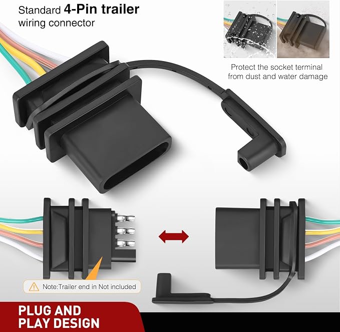 Nilight 4 Pin Trailer Wiring Harness Kit 56009 Simple Fit Tow Hitch | Vehicle Standard 4 Way Connector Custom for 2007 2008 2009 2010 2011 2012 2013 Jeep Grand Cherokee Harness