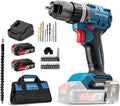 Dong Cheng 20V Brushless Heavy-duty Impact Drill, 531in-lbs, with 2 x 2.0Ah Battery, 1/2" Keyless All Metal Chuck, 20+1+1 Clutch, Cordless Hammer Drill Kit for Drilling Brick Wall, Metal, Wood