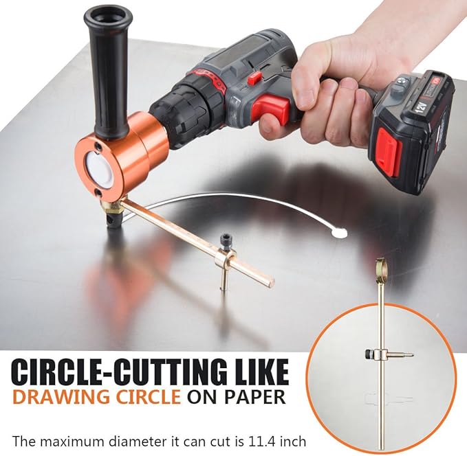 Dicfeos Double Head Sheet Metal Cutter, Versatile Nibbler Drill Attachment for Straight Curve and Circle Cutting, Maximum 14 Gauge Steel, Perfect for Home DIY and Car Repair