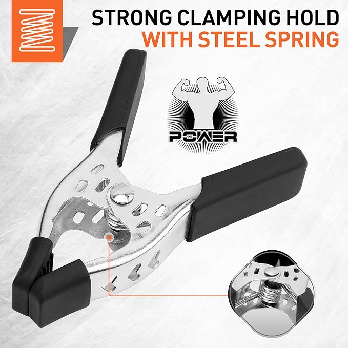 HORUSDY 8-Piece 4" inch Spring Clamp, Heavy Duty Spring Metal Spring Clamps, 1.5"-inch Jaw opening