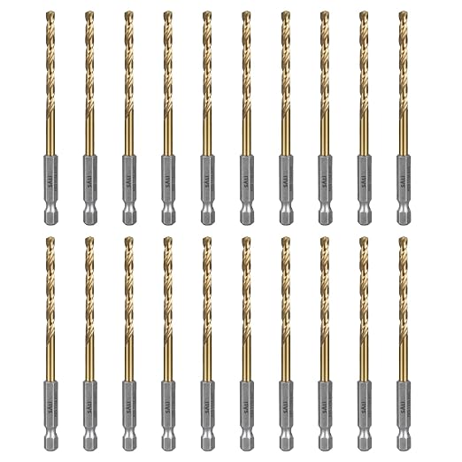 SALI Cobalt Drill Bit Set,20 Pack 11/64 Inch High Speed Steel Hex Shank Jobber Drill Bits, for Hardwood, Aluminum,Metal,Copper,Alloyed Steel