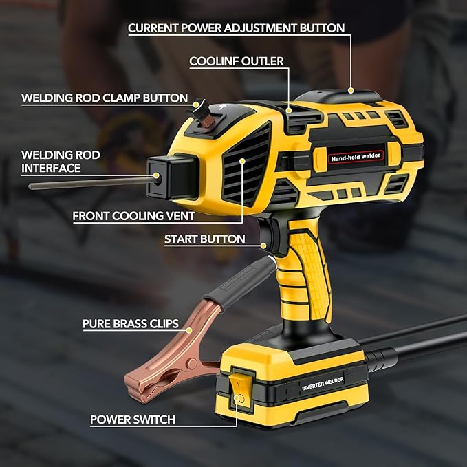 Portable Welding Machine, 110V Handheld Welder with 30PCS Rods & Auto Darkening Goggles, Electric ARC Welder Gun with IGBT Inverter 5 Variable Current Adjustment Fits for 3/32" Welding Rods