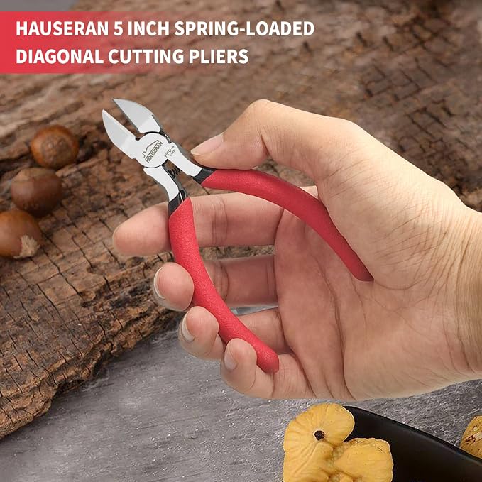 5 inch Wire Cutters, 5 Pack, Diagonal Cutters, Side Wire Snips | Small Diagonal Cutters with Spring Loaded, Diagonal Cutting Pliers for Crafts, Jewelry Making