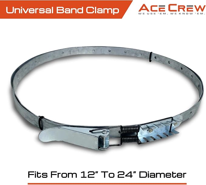 AceCrew Dust Collector Band Clamp One-Size-Fits-Most 11-1/2" to 24-1/2" Hose Clamp Stainless Steel Dust Strap