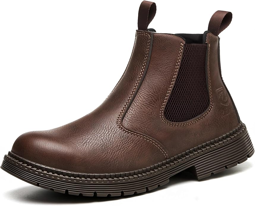 Unisex-Adults Steel Toe Chelsea Boots, Men's Industrial Construction Shoes, Waterproof, Lightweight, Comfortable, Non-slip Safety Boots